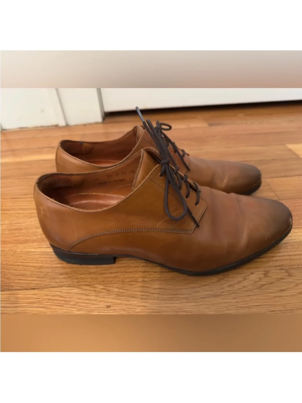 Wolf & Shepherd Men's Classic Tan Brown Leather Derby Lace-Up Shoes Sz 9.5
